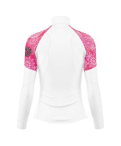 Dámské funkční triko dlouhý rukáv se zipem Suspect Animal PINK MANDALA bílá Bamboo Light New