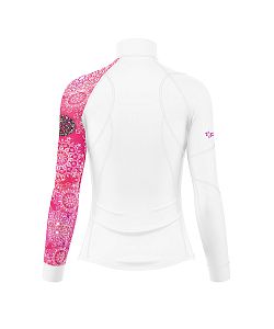 Dámské funkční triko dlouhý rukáv se zipem Suspect Animal PINK MANDALA bílá Bamboo Thermo