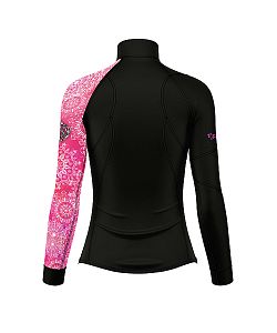 Dámské funkční triko dlouhý rukáv se zipem Suspect Animal PINK MANDALA černá Bamboo Thermo