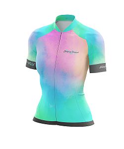 Dámský cyklistický dres Cykloanimal Aquarelle Rainbow + návleky na ruce