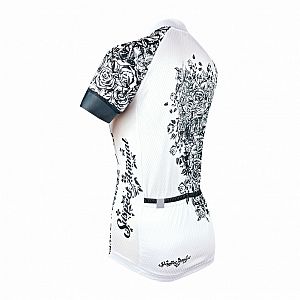 Dámský cyklistický dres Cykloanimal Clara bílá + návleky na ruce černá