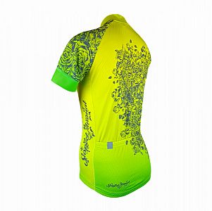 Dámský cyklistický dres Cykloanimal Clara žlutozelená + návleky na ruce žlutozelená