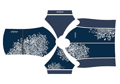 Dámský cyklistický dres Cykloanimal Flowers Dark Blue + návleky na ruce