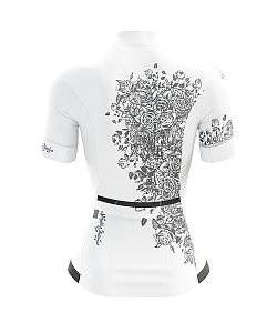 Dámský cyklistický dres Cykloanimal Flowers Grey + návleky na ruce
