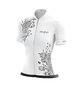 Dámský cyklistický dres Cykloanimal Flowers Grey + návleky na ruce