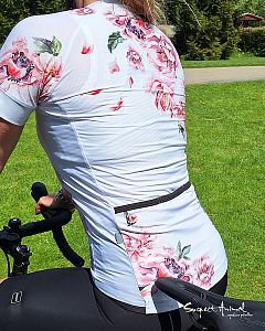 Dámský cyklistický dres Cykloanimal Flowers Grey + návleky na ruce