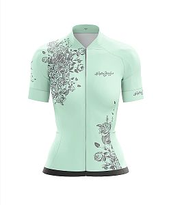 Dámský cyklistický dres Cykloanimal Flowers Mint + návleky na ruce