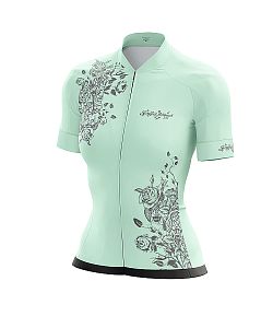Dámský cyklistický dres Cykloanimal Flowers Mint + návleky na ruce