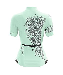 Dámský cyklistický dres Cykloanimal Flowers Mint + návleky na ruce