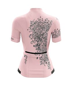 Dámský cyklistický dres Cykloanimal Flowers Old Pink + návleky na ruce