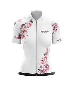 Dámský cyklistický dres Cykloanimal Flowers Rose + návleky na ruce