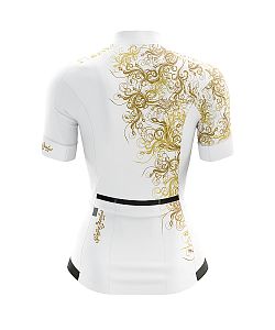 Dámský cyklistický dres Cykloanimal Gold bílá + návleky na ruce