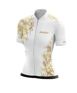 Dámský cyklistický dres Cykloanimal Gold bílá + návleky na ruce