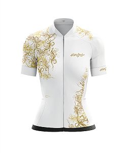 Dámský cyklistický dres Cykloanimal Gold bílá + návleky na ruce
