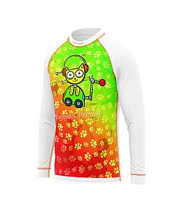 Dětské funkční triko s dlouhým rukávem Suspect Animal ROBOKOČKA bílá Bamboo Light New