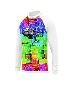 Dětské funkční triko s dlouhým rukávem Suspect Animal ROBORYBA bílá Bamboo Light New