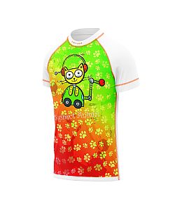 Dětské funkční triko s krátkým rukávem Suspect Animal ROBOKOČKA bílá Bamboo Light