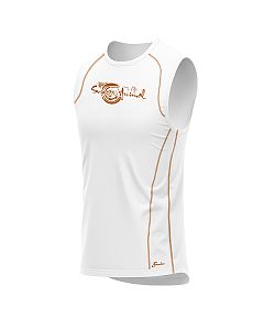 Pánské funkční triko bez rukávů Suspect Animal bílá/rezavá Bamboo Ultra