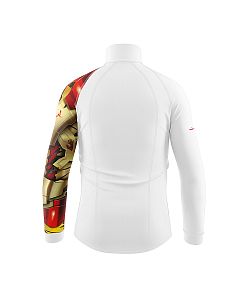 Pánské funkční triko dlouhý rukáv se zipem Suspect Animal IRON MAN bílá Bamboo Thermo
