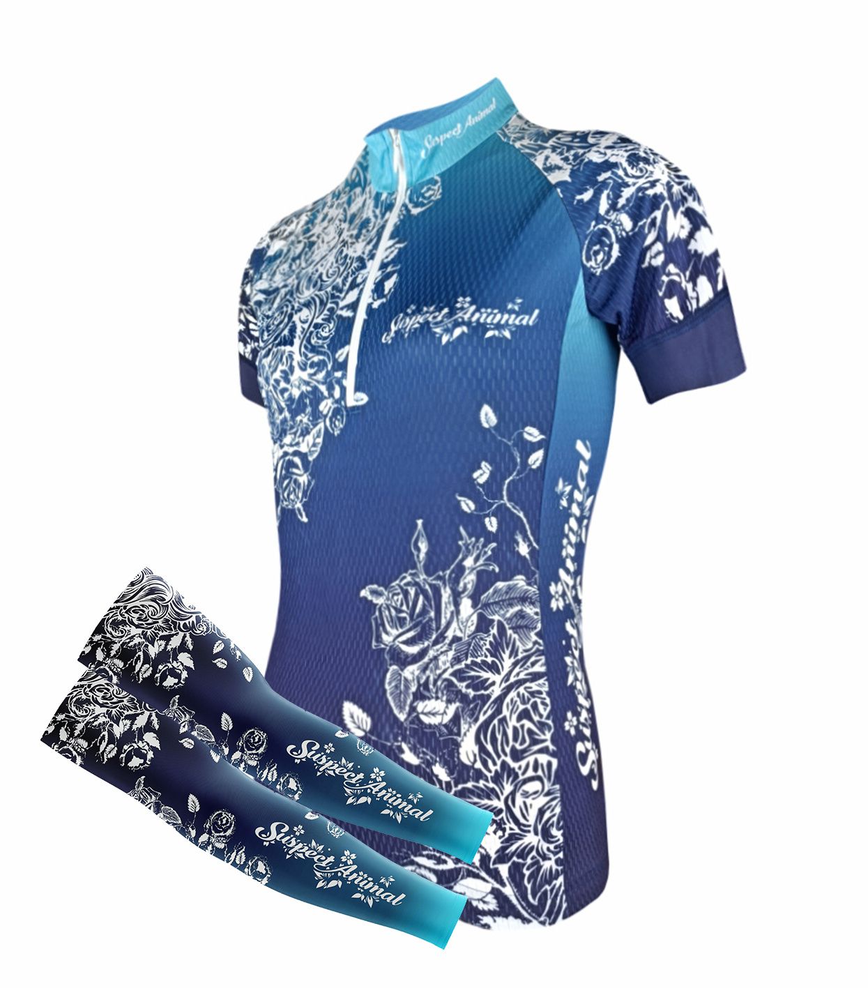 Dámský cyklistický dres Cykloanimal Clara modrá + návleky na ruce modrá