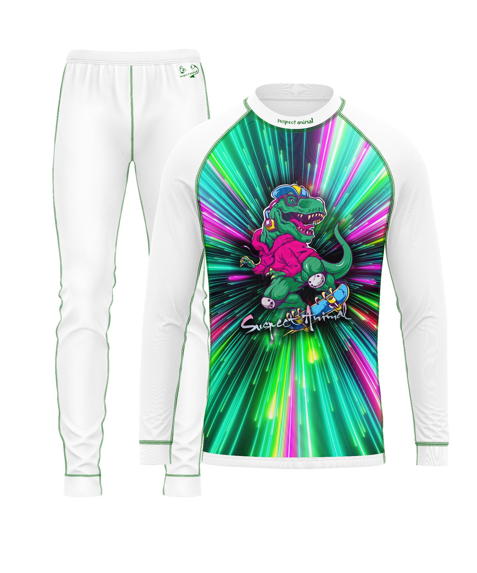 Dětský funkční set Suspect Animal T-REX bílá Bamboo Ultra
