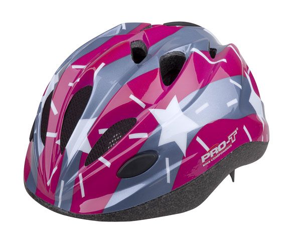 Dětská cyklistická helma PRO-T Vigo růžovo-stříbrná hvězdy