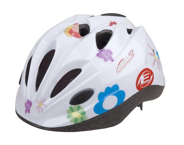 Dětská cyklistická helma PRO-T Vigo bílá mořské květy