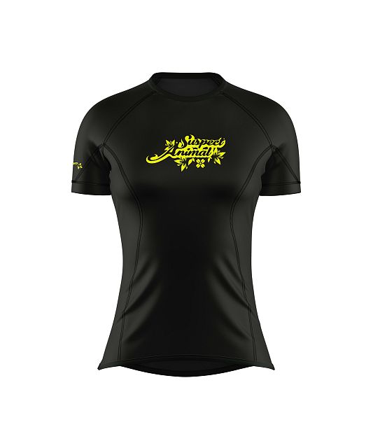 Dámské funkční triko s krátkým rukávem Suspect Animal černá/neon žlutá