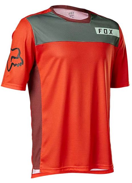 Cyklistický dres Fox Defend SS Jersey Moth Fluorescent Red