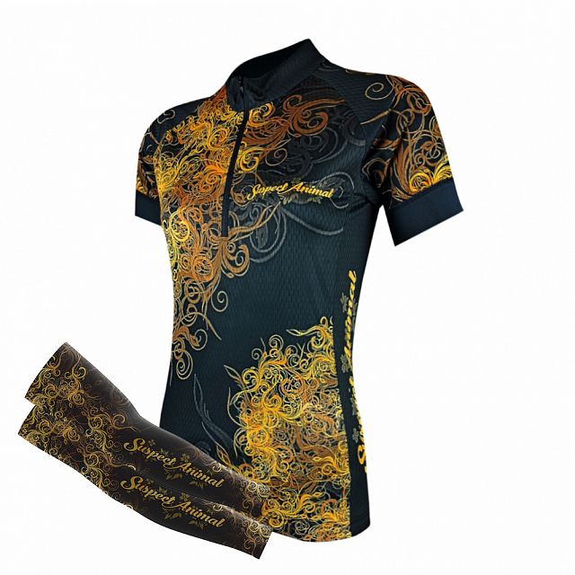 Dámský cyklistický dres Cykloanimal Gold + návleky na ruce