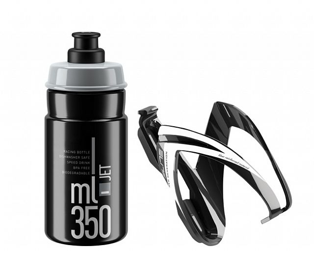 Dětská láhev 0,35l + dětský košík ELITE Kit Ceo Jet černá