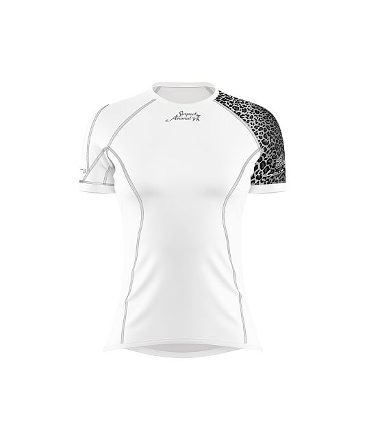 Dámské funkční triko s krátkým rukávem Suspect Animal LEO bílá/šedá