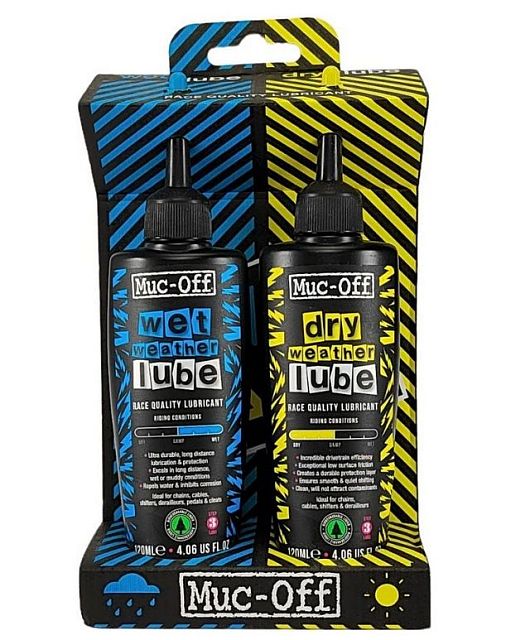 Mazivo na řetěz MUC-OFF Wet+Dry Lube 120ml Twin Pack