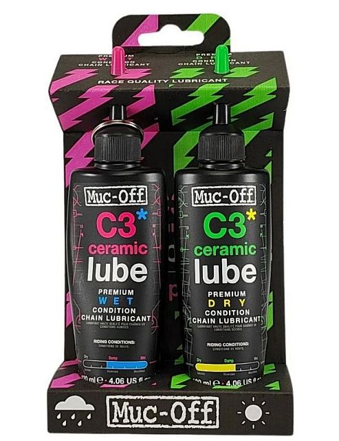 Mazivo na řetěz MUC-OFF C3 Wet+Dry Lube 120ml Twin Pack