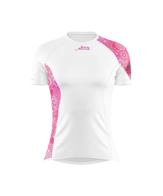Dámské funkční triko s krátkým rukávem Suspect Animal PINK MANDALA bílá