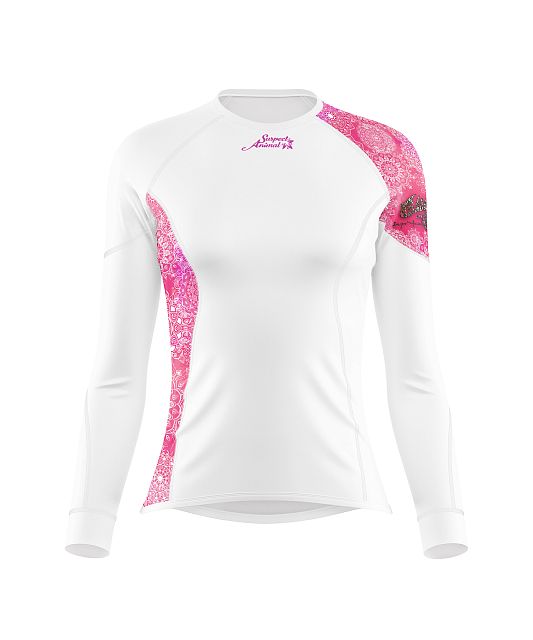 Dámské funkční triko s dlouhým rukávem Suspect Animal PINK MANDALA bílá