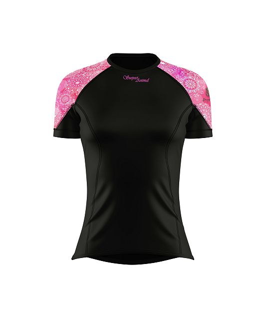 Dámské funkční triko s krátkým rukávem Suspect Animal PINK MANDALA černá Bamboo Light New