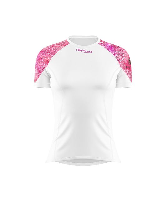 Dámské funkční triko s krátkým rukávem Suspect Animal PINK MANDALA bílá Bamboo Light New