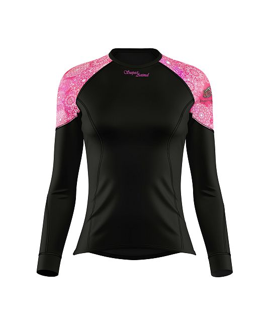Dámské funkční triko s dlouhým rukávem Suspect Animal PINK MANDALA černá Bamboo Light New