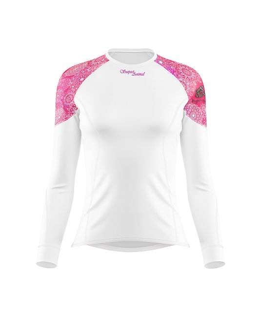 Dámské funkční triko s dlouhým rukávem Suspect Animal PINK MANDALA bílá Bamboo Light New