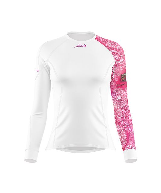 Dámské funkční triko s dlouhým rukávem Suspect Animal PINK MANDALA bílá Bamboo Thermo