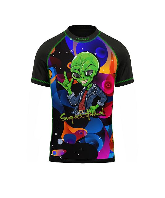 Dětské funkční triko s krátkým rukávem Suspect Animal ALIEN černá Bamboo Light New