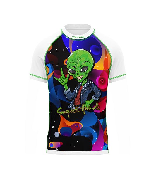 Dětské funkční triko s krátkým rukávem Suspect Animal ALIEN bílá Bamboo Light New