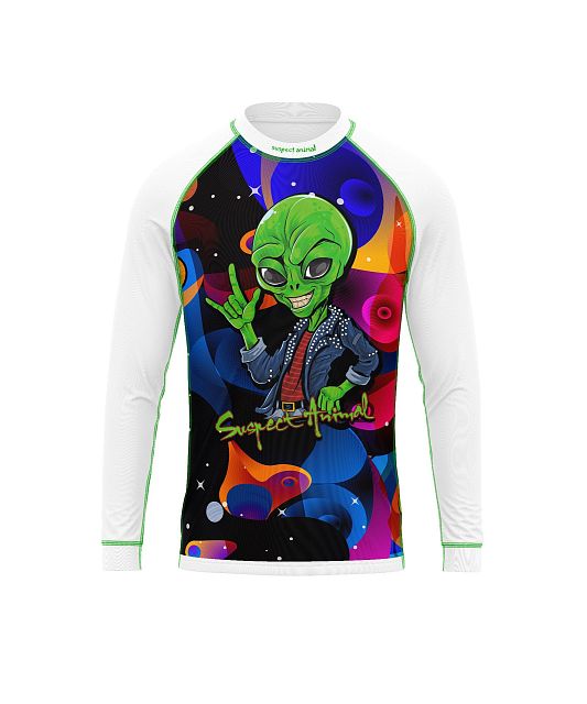 Dětské funkční triko s dlouhým rukávem Suspect Animal ALIEN bílá Bamboo Light New