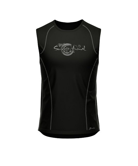 Pánské funkční triko bez rukávů Suspect Animal černá/šedá Bamboo Ultra