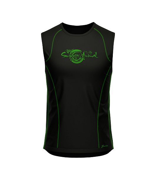 Pánské funkční triko bez rukávů Suspect Animal černá/zelená Bamboo Ultra