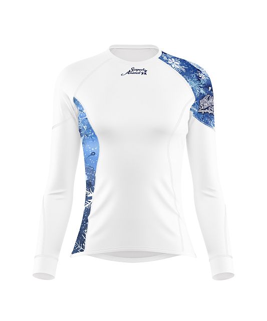 Dámské funkční triko s dlouhým rukávem Suspect Animal SNOWFLAKES bílá Bamboo Ultra