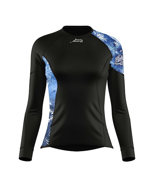 Dámské funkční triko s dlouhým rukávem Suspect Animal SNOWFLAKES černá Bamboo Ultra