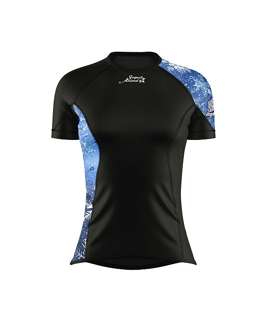 Dámské funkční triko s krátkým rukávem Suspect Animal SNOWFLAKES černá Bamboo Ultra