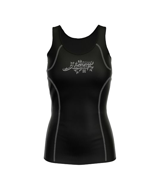 Dámské funkční triko bez rukávů Suspect Animal LEO černá/šedá Bamboo Ultra